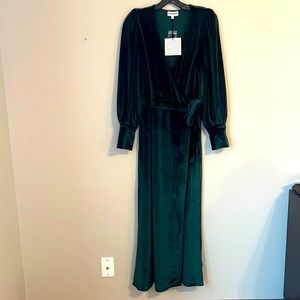 Velvet emerald wrap dress